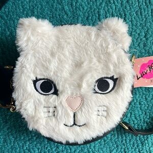 Brand new Betsey Johnson white feline cat face crossbody